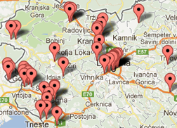 Zemljevid ponudbe gostinskih lokalov in vinskih kleti po Sloveniji
